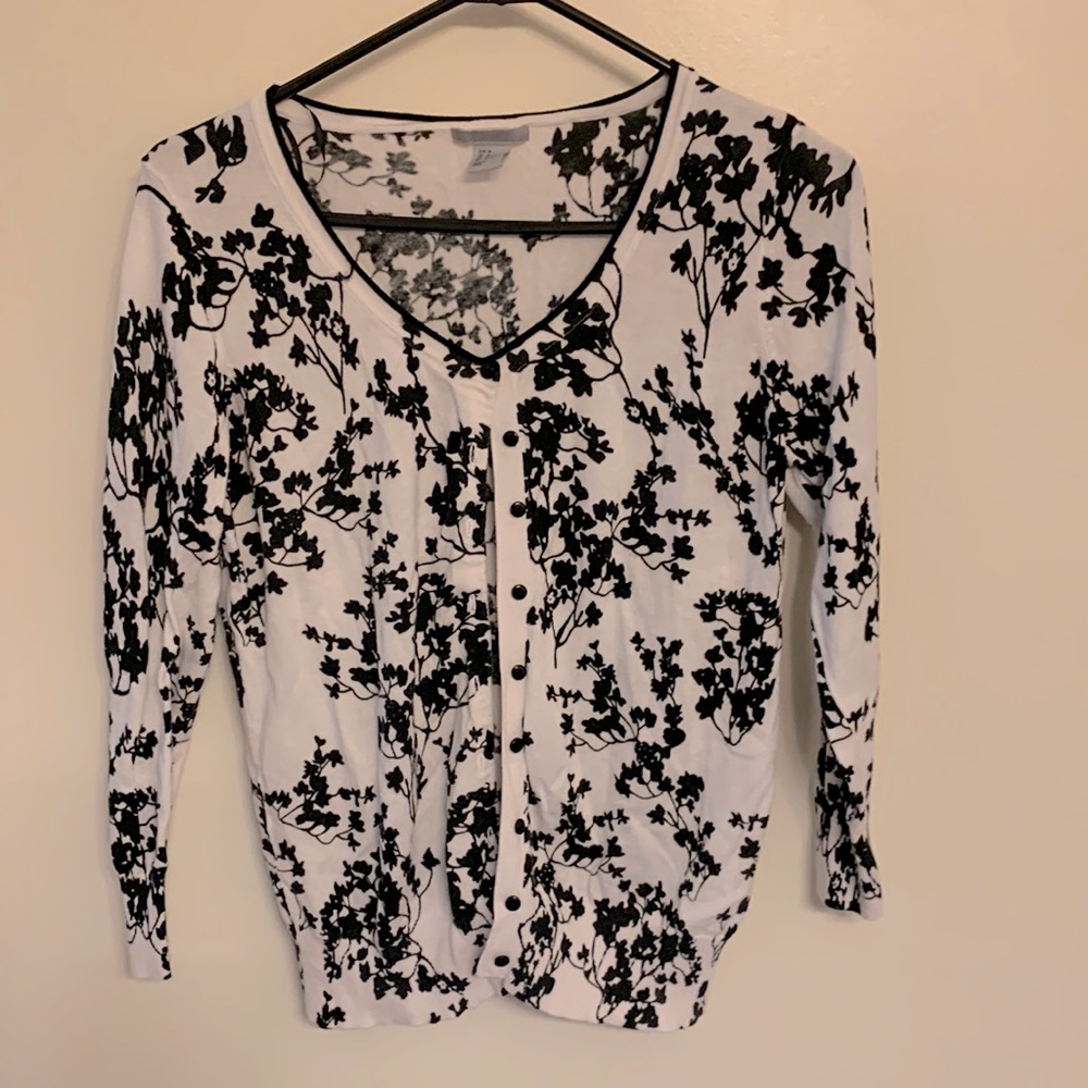 H&M black and white lightweight cardigan, size M